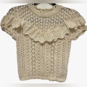Zara Cream Lace Knit Blouse